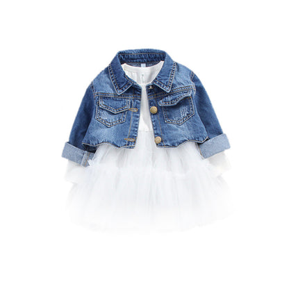 Robe de princesse à jacket jean bébé fille