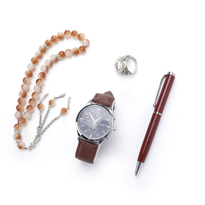 Coffret Cadeau Coffret Bague Chapelet Montre Quartz Stylo