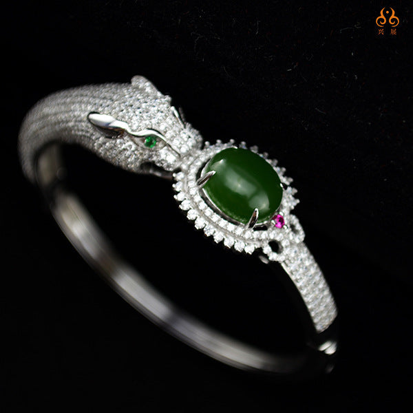 Argent incrusté de jade ensemble de bijoux