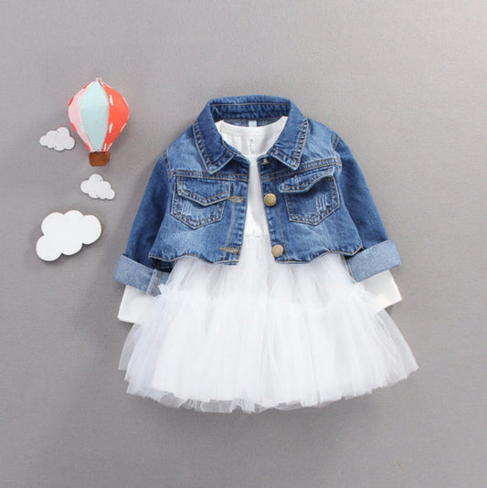 Robe de princesse à jacket jean bébé fille