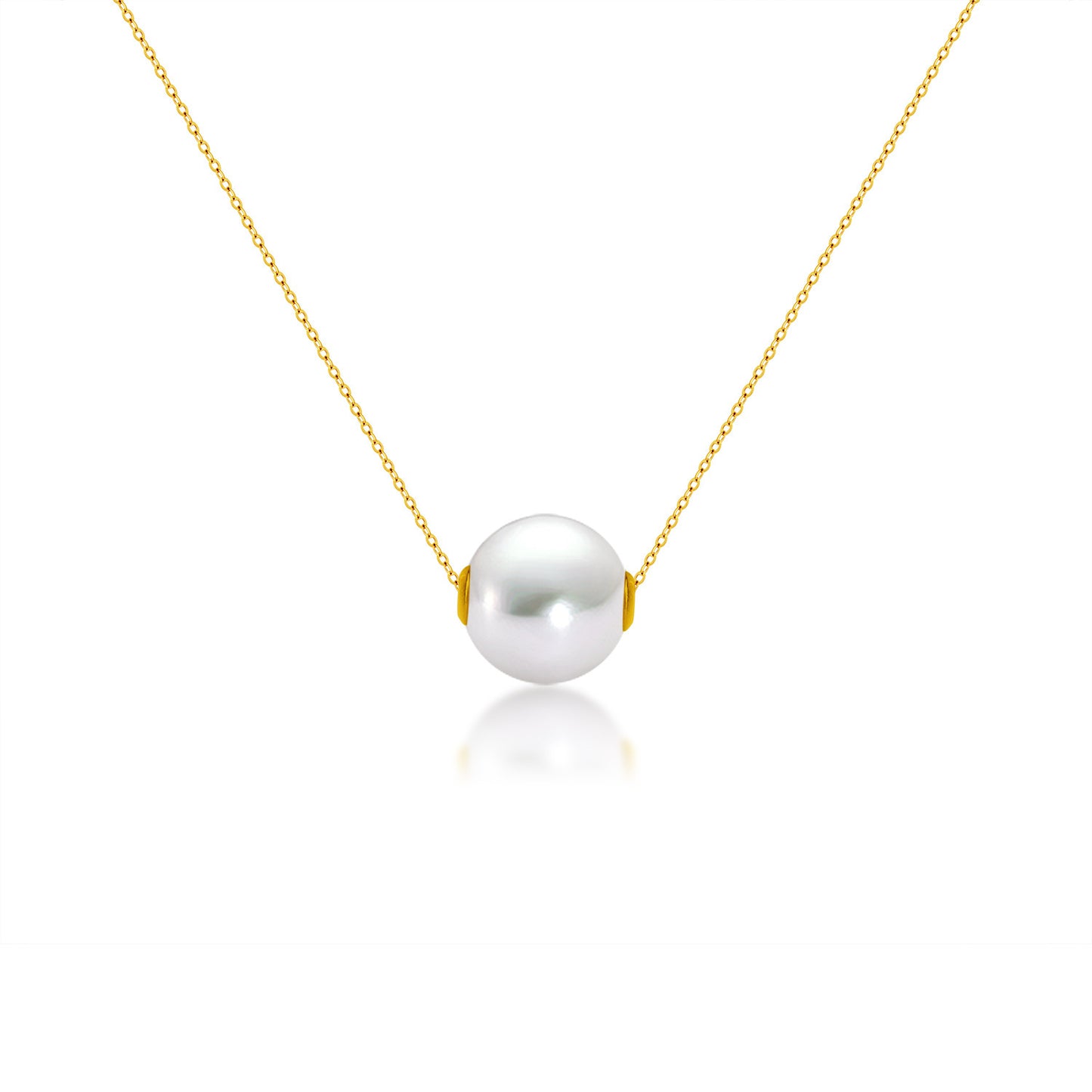 18K Or Perle Ronde Collier Clavicule Chaîne