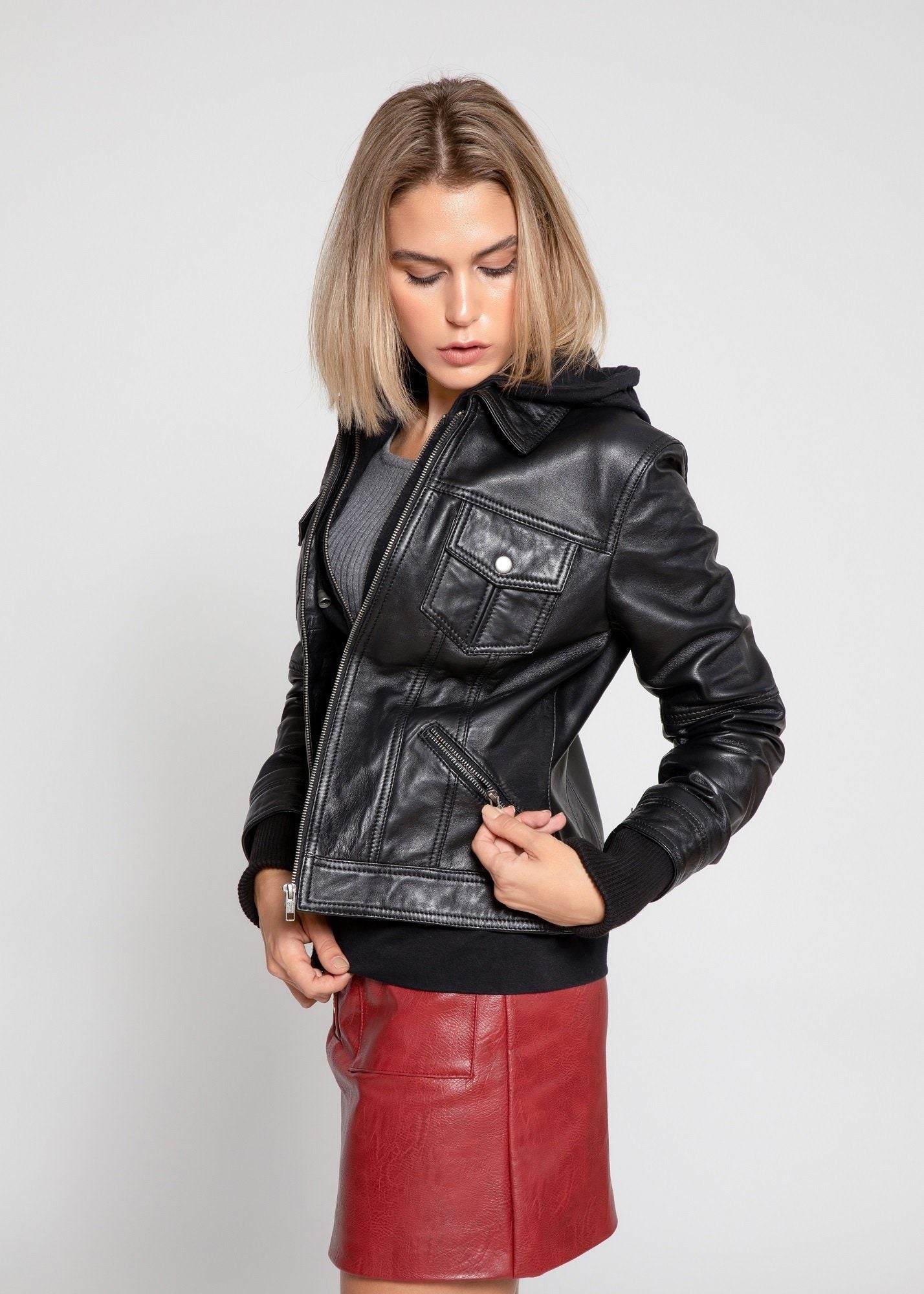 Veste en cuir Annalise pour femme