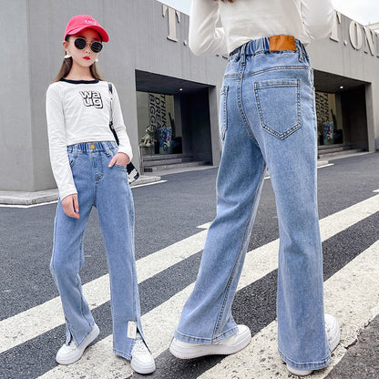 Pantalon jean évasé fendu pour enfant