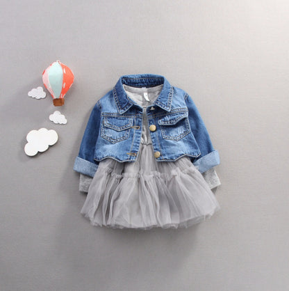 Robe de princesse à jacket jean bébé fille