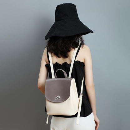 Sac à dos pour femme en cuir véritable de capacité moyenne