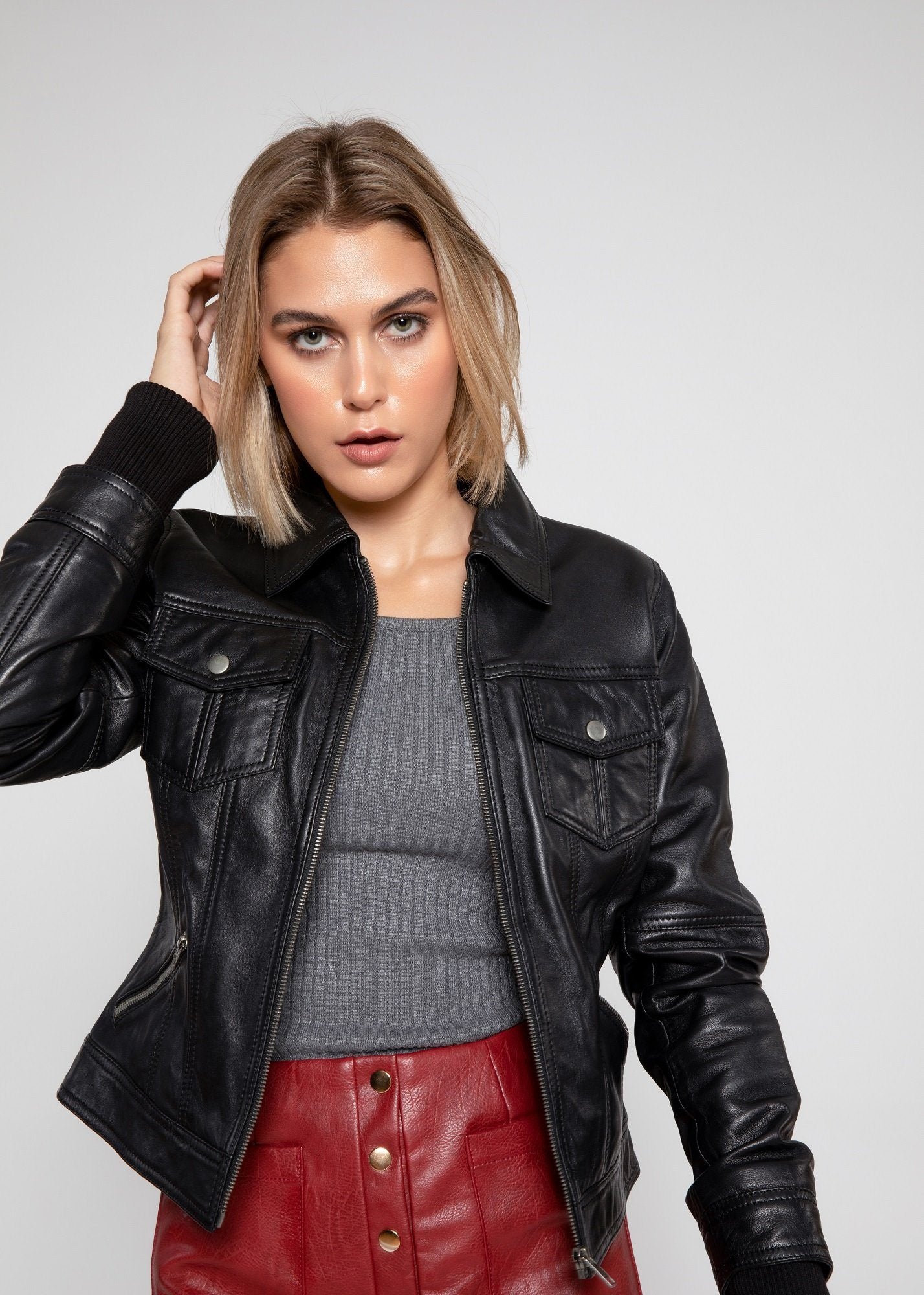 Veste en cuir Annalise pour femme