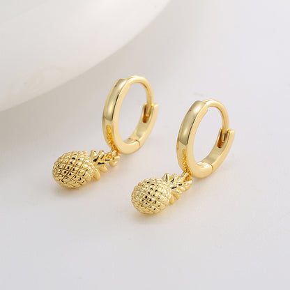 Boucles d'oreilles en forme d'ananas en plaqué cuivre et or 18 carats