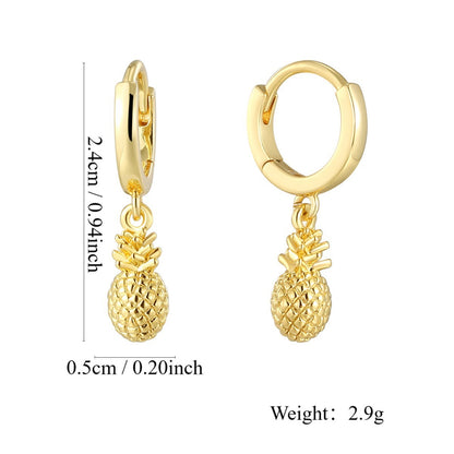 Boucles d'oreilles en forme d'ananas en plaqué cuivre et or 18 carats