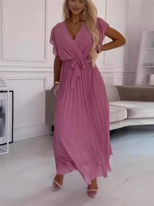 Robe de couleur unie pour femme à la mode