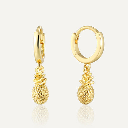 Boucles d'oreilles en forme d'ananas en plaqué cuivre et or 18 carats