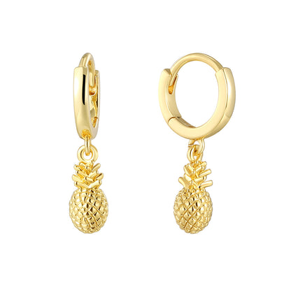 Boucles d'oreilles en forme d'ananas en plaqué cuivre et or 18 carats